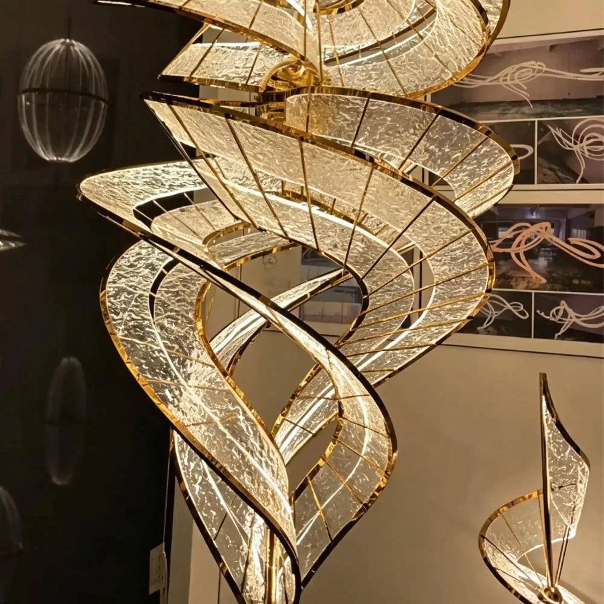 Modern Artistic Double Spiral Acrylic Chandelier for High Ceilings/Staircase/Foyer - D39.37"*H110.24"(D100cm*H280cm)/65kgWarm Light - Jecanoli