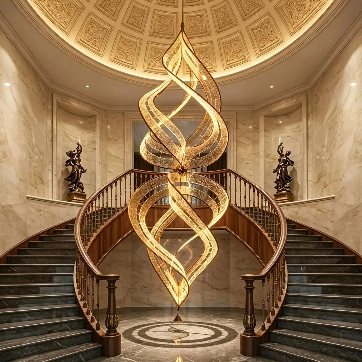 Modern Artistic Double Spiral Acrylic Chandelier for High Ceilings/Staircase/Foyer - D39.37"*H110.24"(D100cm*H280cm)/65kgWarm Light - Jecanoli