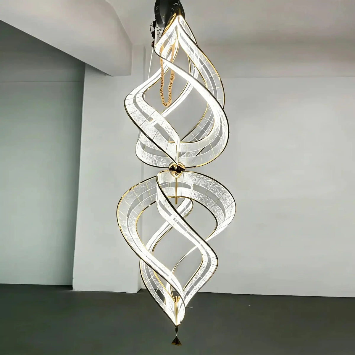 Modern Artistic Double Spiral Acrylic Chandelier for High Ceilings/Staircase/Foyer - D39.37"*H110.24"(D100cm*H280cm)/65kgWarm Light - Jecanoli