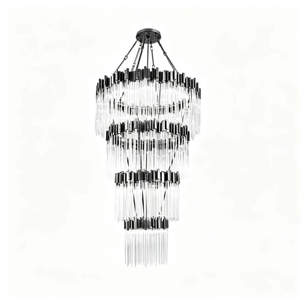 Modern Artistic Luxury Multi-layers Glam Glass Chandelier for High-Ceiling/Staircase/Foyer - 4 Layers/D40"*H95"SliverWarm LightJecanoli