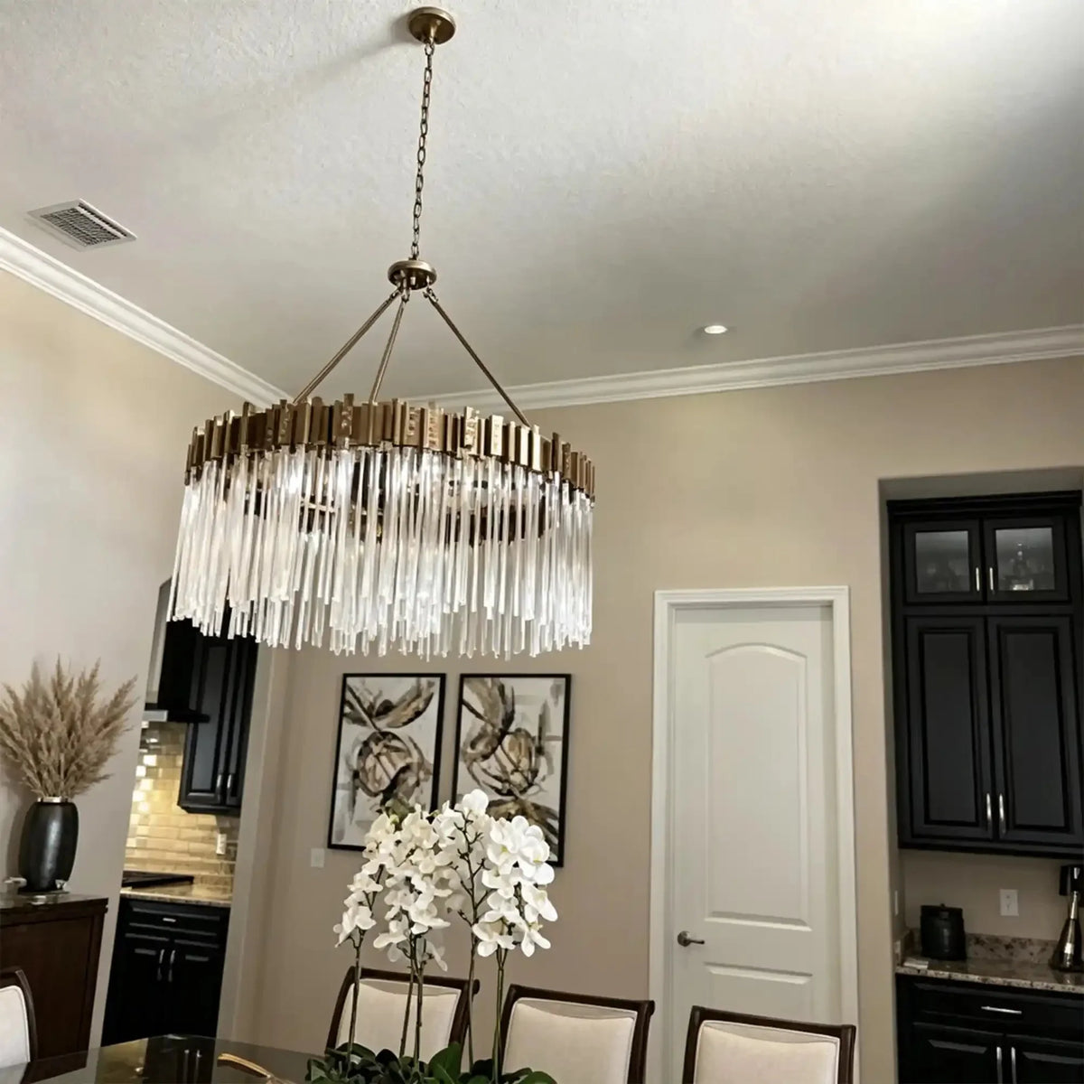 Modern Artistic Luxury Multi-layers Glam Glass Chandelier for High-Ceiling/Staircase/Foyer - 4 Layers/D40"*H95"BlackWarm LightJecanoli
