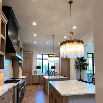 Modern Artistic Luxury Multi-layers Glam Glass Chandelier for High-Ceiling/Staircase/Foyer - 1 Layer/D30"*H44"Antique CopperWarm LightJecanoli