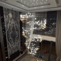 Modern Ascending Spiral Floating Glass Feather Chandelier with Bulbs - Square Canopy/L68