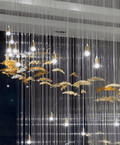Modern Ascending Spiral Floating Glass Feather Chandelier with Bulbs - Square Canopy/L68