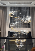 Modern Ascending Spiral Floating Glass Feather Chandelier with Bulbs - Square Canopy/L68
