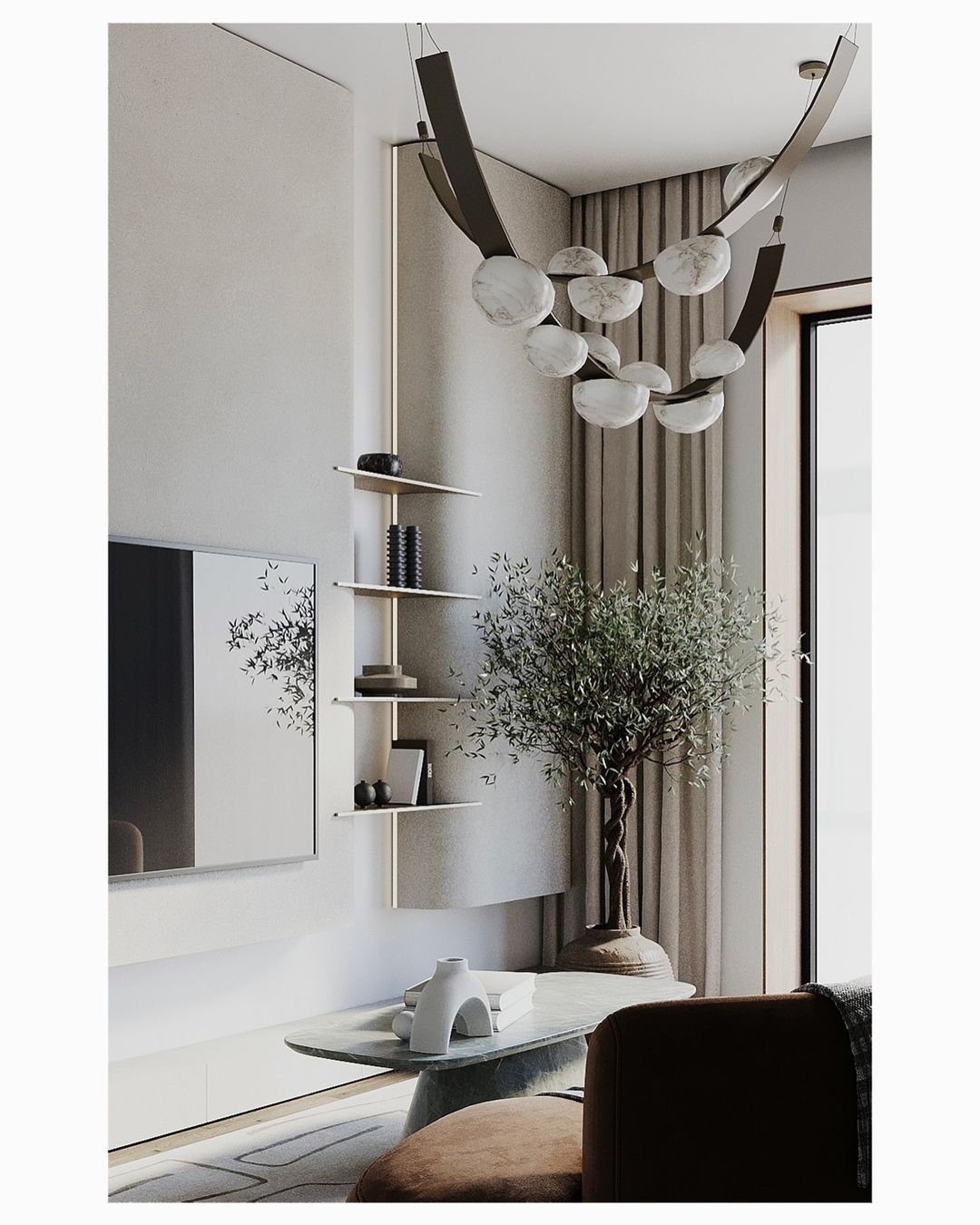 Modern Belt Alabaster Drops LED Chandelier - D74"*H47.2"/ Dia 188cm*H 120cmWarm LightJecanoli