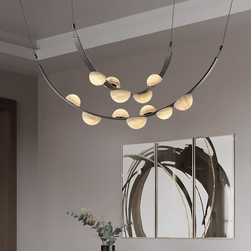 Modern Belt Alabaster Drops LED Chandelier - D74"*H47.2"/ Dia 188cm*H 120cmWarm LightJecanoli
