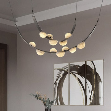 Modern Belt Alabaster Drops LED Chandelier - D74"*H47.2"/ Dia 188cm*H 120cmWarm LightJecanoli
