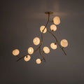 Modern Brass Branch Chandelier with Handcrafted Glass Globes - L62