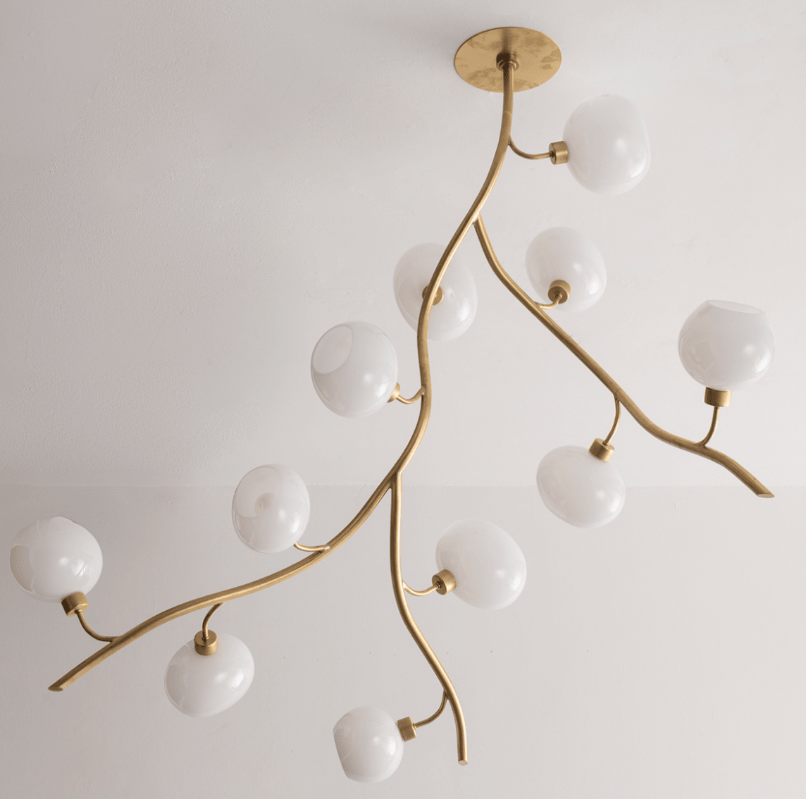 Modern Brass Branch Chandelier with Handcrafted Glass Globes - L62"*W22"*H50"(L157.5cm*W55.88cm*H127cm)Warm LightJecanoli