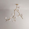 Modern Brass Branch Chandelier with Handcrafted Glass Globes - L62