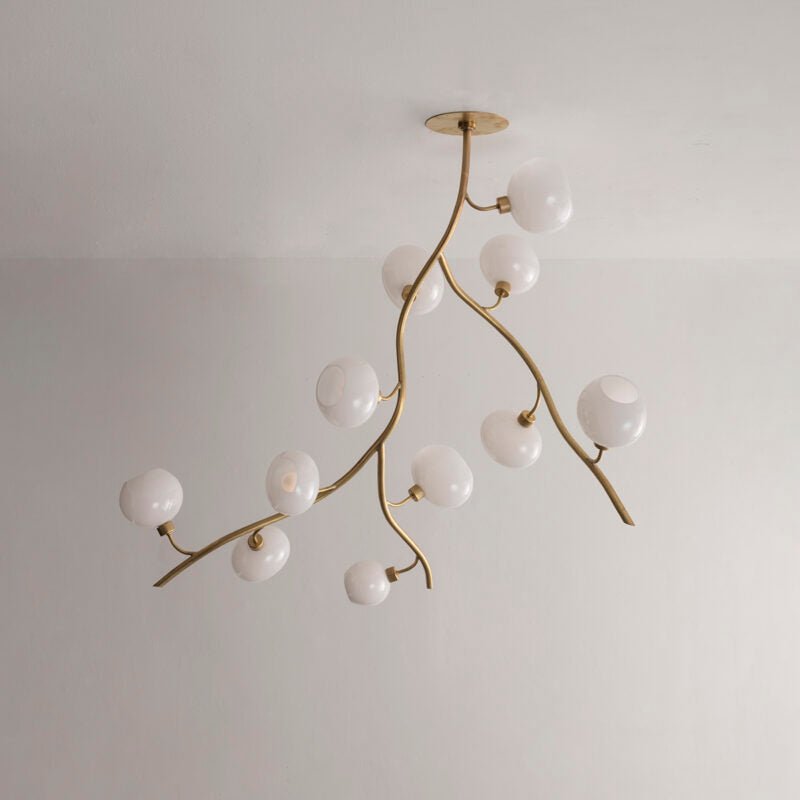 Modern Brass Branch Chandelier with Handcrafted Glass Globes - L62"*W22"*H50"(L157.5cm*W55.88cm*H127cm)Warm LightJecanoli