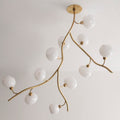 Modern Brass Branch Chandelier with Handcrafted Glass Globes - L62