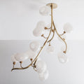 Modern Chandelier with Irregular Glass Lampshades and Brass Branches - L47