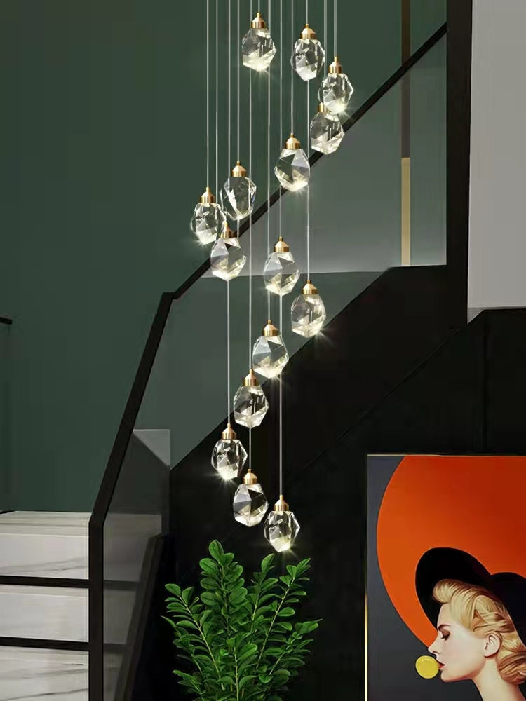 Extra Large Customization Duplex Hall Chandelier 2 Story Foyer Living Room Droplight Modern Crystal Ceiling Lamp Hall Decoration Lights