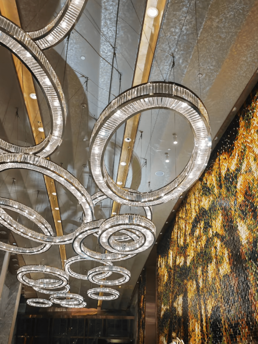 Modern Luxury Layered Fluted Crystal Ring Ceiling Light - D23.6"*H5.9"(D60cm*H15cm)Warm Light-Jecanoli