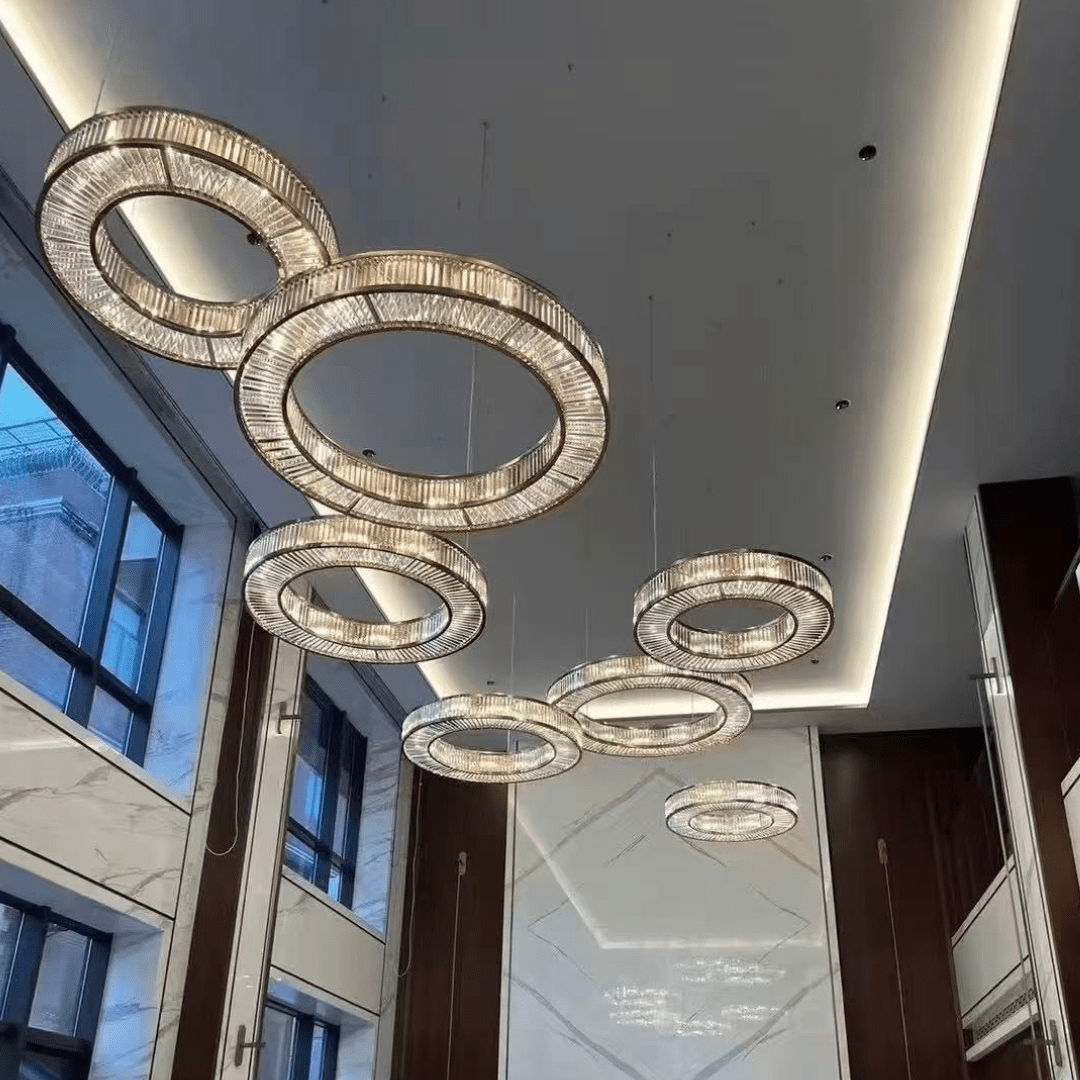 Modern Luxury Layered Fluted Crystal Ring Ceiling Light - D23.6"*H5.9"(D60cm*H15cm)Warm Light-Jecanoli