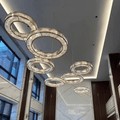 Modern Luxury Layered Fluted Crystal Ring Ceiling Light - D23.6