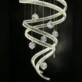 Modern Luxury Spiral Ribbon Multi-Ball Crystal Chandelier for Foyer/Staircase - D47.24