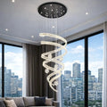 Modern Luxury Spiral Ribbon Multi-Ball Crystal Chandelier for Foyer/Staircase - D47.24