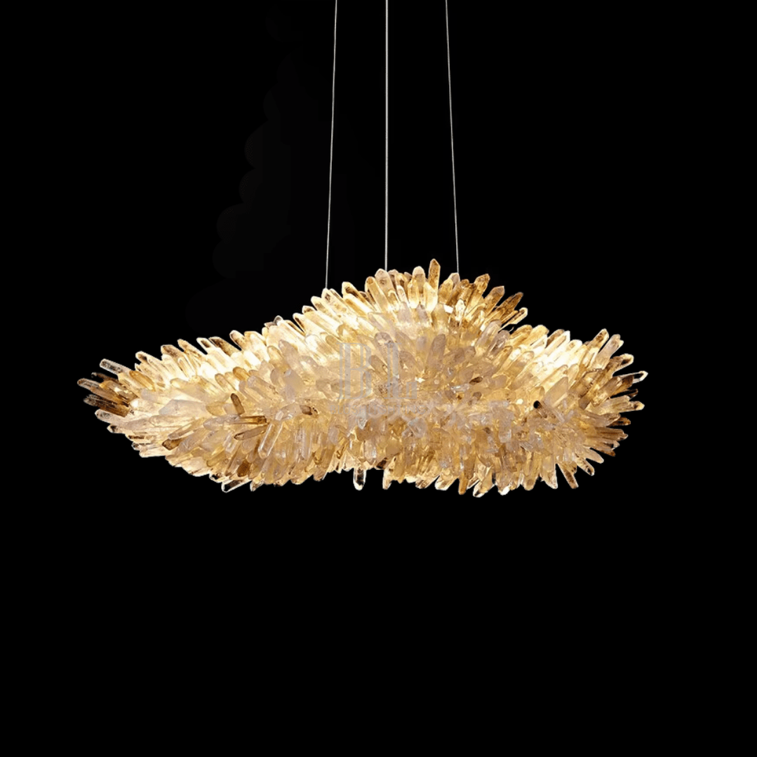 Modern Natural Crystal Wing Chandelier - L25.6"*H10.2"(L65cm*W26cm)AmberWarm Light - Jecanoli