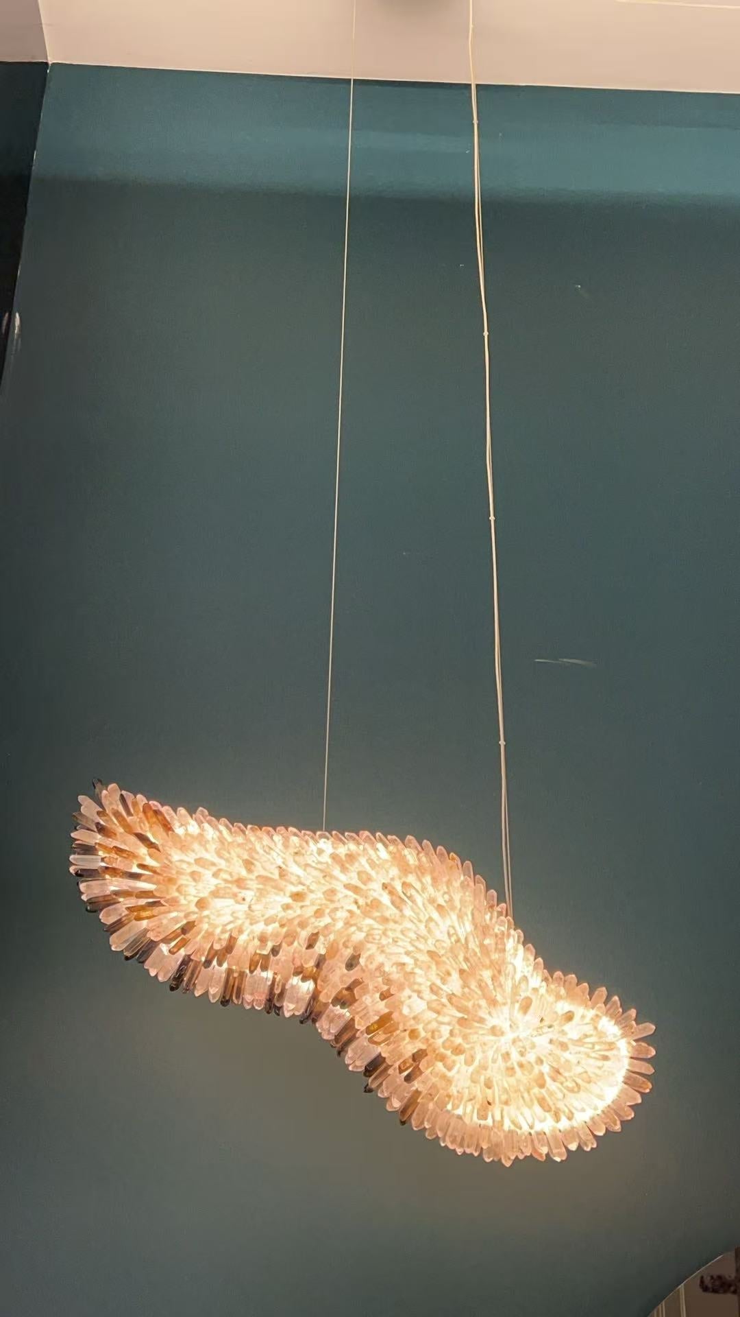 Modern Natural Crystal Wing Chandelier - L25.6"*H10.2"(L65cm*W26cm)AmberWarm Light - Jecanoli