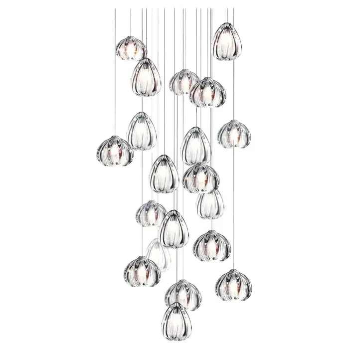 Modern Nordic Style Hand Blown Glass Pendant Crystal Chandelier For Dining Room/Living Room/Stairwell-10 Lights/D19.7"*H118.1"-Round-Black-Warm Light- - Manor Lights