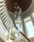 Modern Nordic Style Hand Blown Glass Pendant Crystal Chandelier For Dining Room/Living Room/Stairwell-10 Lights/D19.7