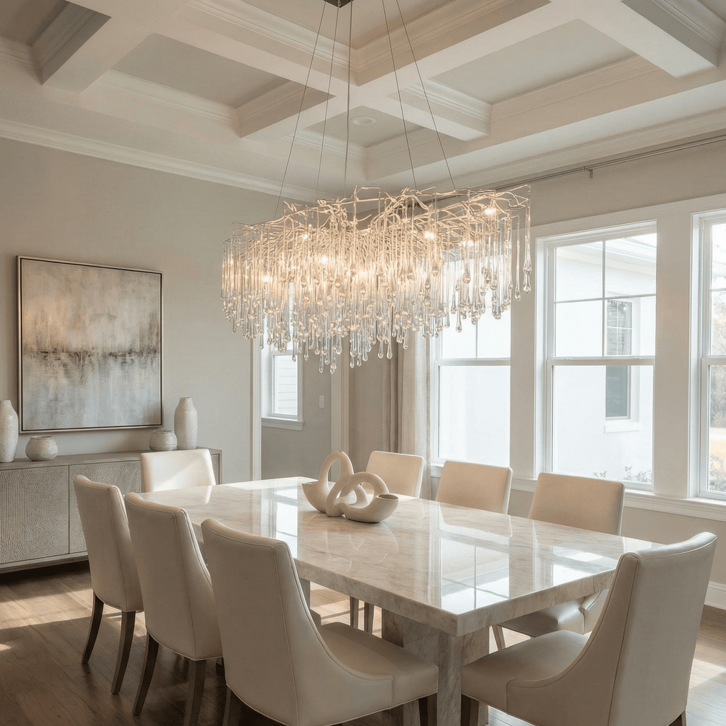 Lukas Oval Branching Brass Linear Teardrop Chandelier