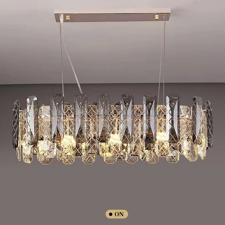 Modern Smoky Gray Crystal Chandelier Gleamy Light Fixture for Living/Dining Room/ Bedroom/ Home Office-Chandeliers-Jecanoli