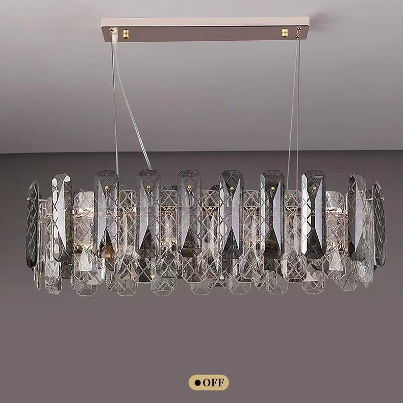 Modern Smoky Gray Crystal Chandelier Gleamy Light Fixture for Living/Dining Room/ Bedroom/ Home Office-Chandeliers-Jecanoli