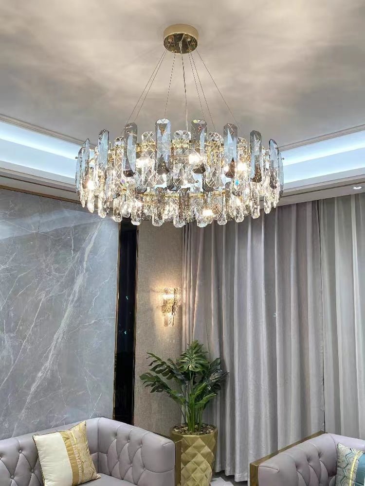 Modern Smoky Gray Crystal Chandelier Gleamy Light Fixture for Living/Dining Room/ Bedroom/ Home Office-Chandeliers-Jecanoli