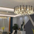 Modern Smoky Gray Crystal Chandelier Gleamy Light Fixture for Living/Dining Room/ Bedroom/ Home Office-Chandeliers--Jecanoli-Round D23.62