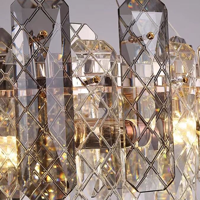 Modern Smoky Gray Crystal Chandelier Gleamy Light Fixture for Living/Dining Room/ Bedroom/ Home Office-Chandeliers-Jecanoli