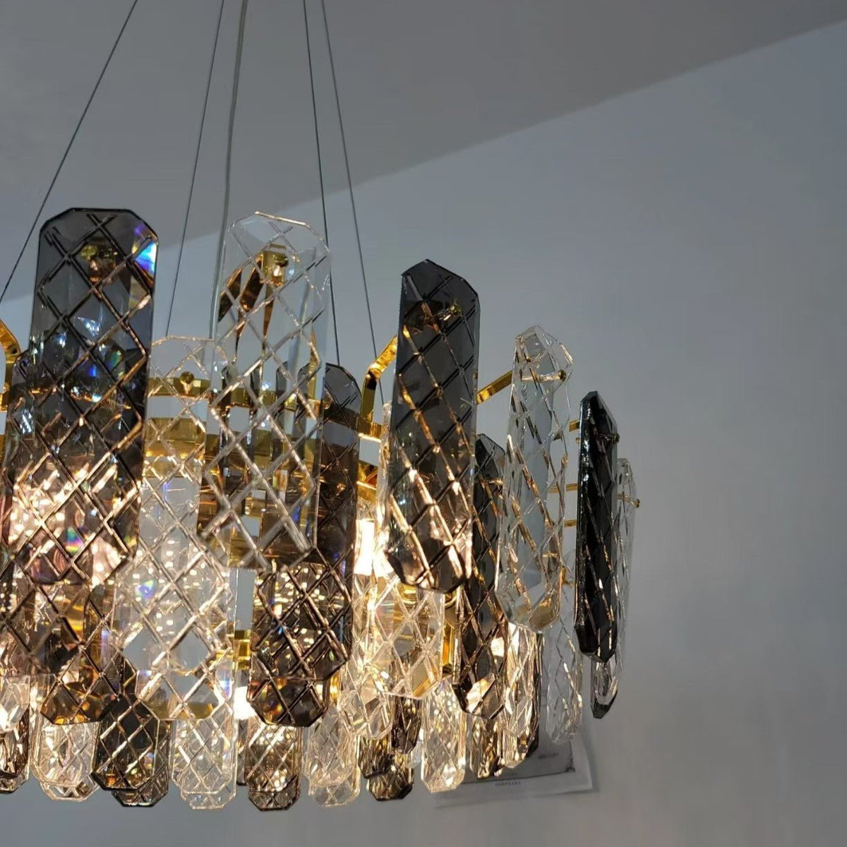 Modern Smoky Gray Crystal Chandelier Gleamy Light Fixture for Living/Dining Room/ Bedroom/ Home Office-Chandeliers-Jecanoli