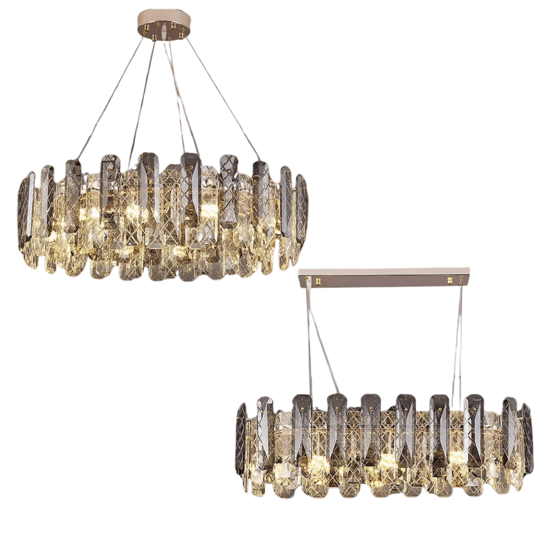 Modern Smoky Gray Crystal Chandelier Gleamy Light Fixture for Living/Dining Room/ Bedroom/ Home Office-Chandeliers-Jecanoli