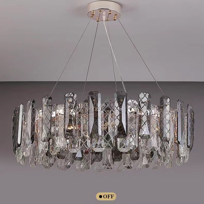 Modern Smoky Gray Crystal Chandelier Gleamy Light Fixture for Living/Dining Room/ Bedroom/ Home Office-Chandeliers-Jecanoli