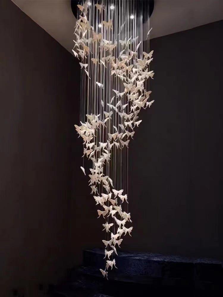 Modern Spiral Staircase Chandelier Ceiling Light Fixture for High Ceiling Living room/ Entryway - D 23.6" * H 118"Warm Light-Jecanoli
