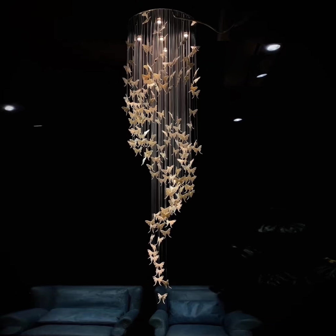 Modern Spiral Staircase Chandelier Ceiling Light Fixture for High Ceiling Living room/ Entryway - D 23.6" * H 118"Warm Light-Jecanoli