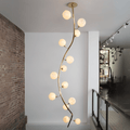 Modern Vertical Handcrafted Glass Globe Chandelier for High Ceilings - D45