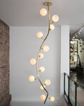 Modern Vertical Handcrafted Glass Globe Chandelier for High Ceilings - D45
