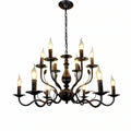 Multi Layer Iron Chandelier with Electronic Candles in Vintage Country Style for Living Room Cafe and Study - 1 Layer: D39.4