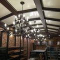 Multi Layer Iron Chandelier with Electronic Candles in Vintage Country Style for Living Room Cafe and Study - 1 Layer: D39.4