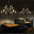 Multi Layer Iron Chandelier with Electronic Candles in Vintage Country Style for Living Room Cafe and Study - 1 Layer: D39.4