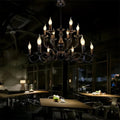 Multi Layer Iron Chandelier with Electronic Candles in Vintage Country Style for Living Room Cafe and Study - 1 Layer: D39.4