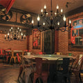 Multi Layer Iron Chandelier with Electronic Candles in Vintage Country Style for Living Room Cafe and Study - 1 Layer: D39.4