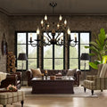 Multi Layer Iron Chandelier with Electronic Candles in Vintage Country Style for Living Room Cafe and Study - 1 Layer: D39.4