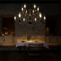 Multi Layer Iron Chandelier with Electronic Candles in Vintage Country Style for Living Room Cafe and Study - 1 Layer: D39.4