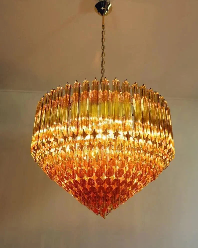 Murana Glass Chandelier – Amber - Nickel - Jecanoli