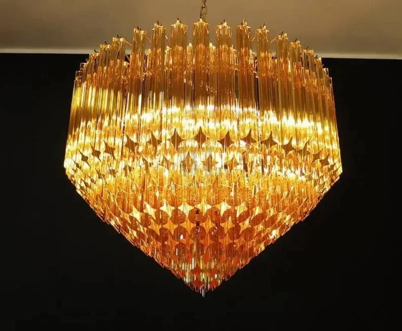 Murana Glass Chandelier – Amber - Nickel - Jecanoli